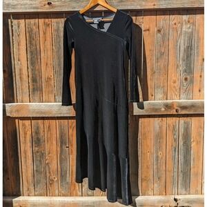 Vintage 90s Black Velvet Whimsigoth Dress Women's 4 Asymmetrical Maxi Gothic